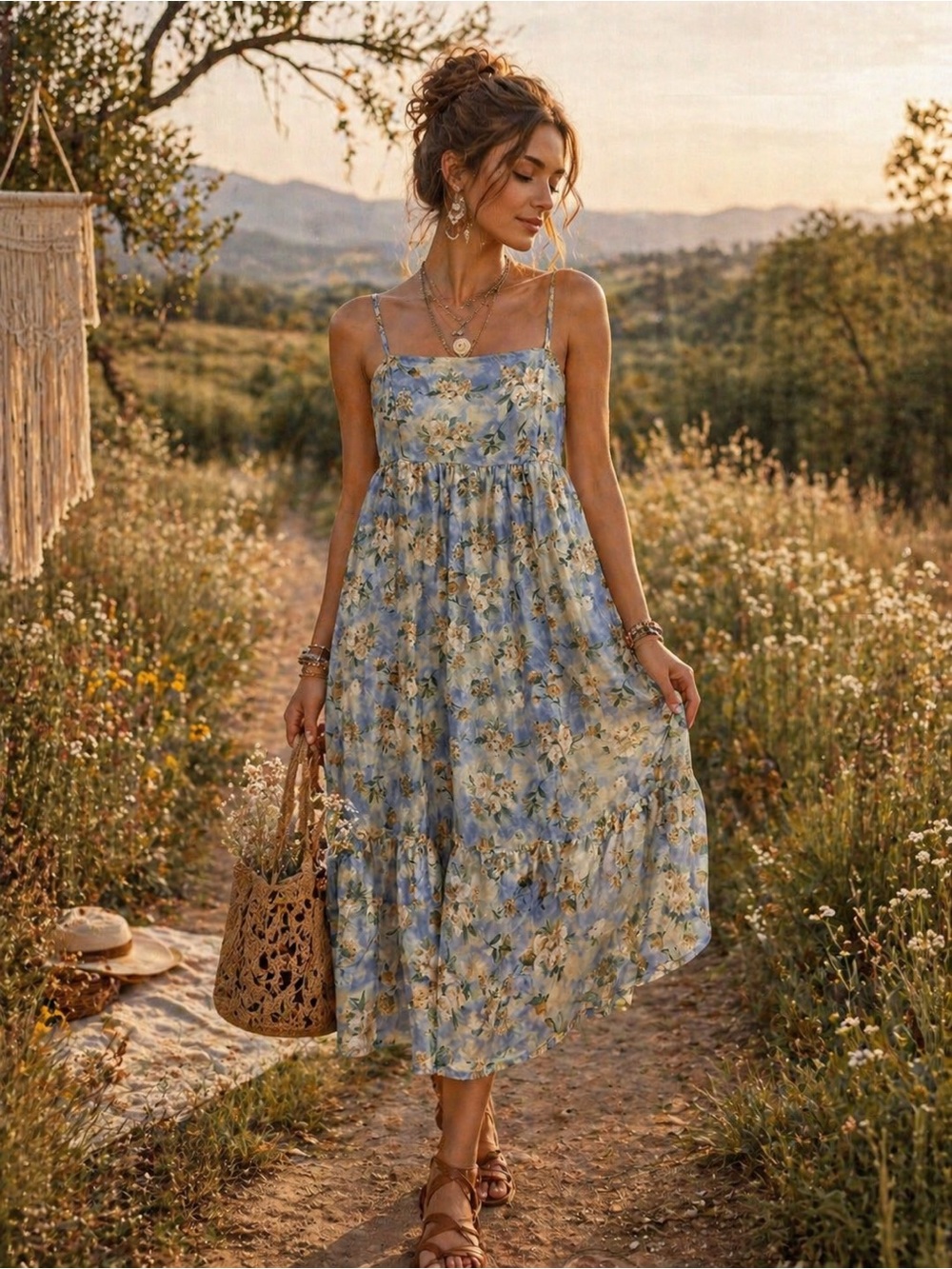 Wild Fable Organza Midi Babydoll Dress